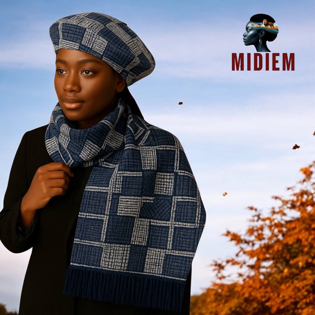 Ensemble écharpe et bonnet “Usiku wa Samawati”